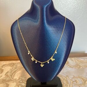 Adorable Butterfly Charm Necklace with Pearl Accents